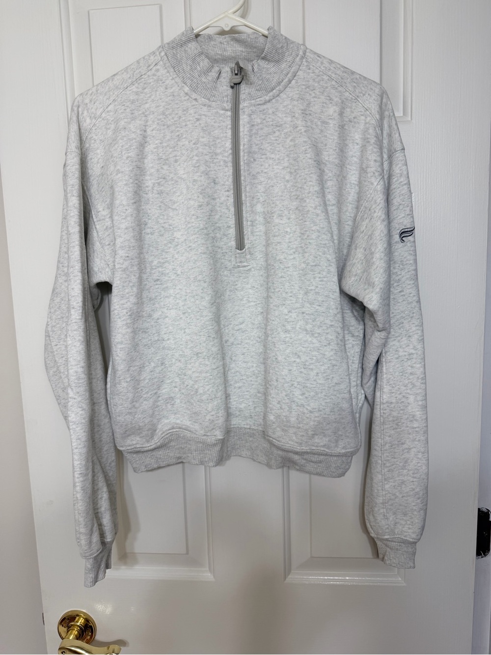 Fabletics Light Gray Half-Zip Pullover Sweatshirt